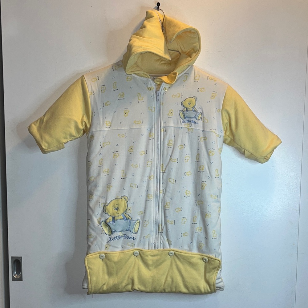 Yellow and White baby hoodie wrap